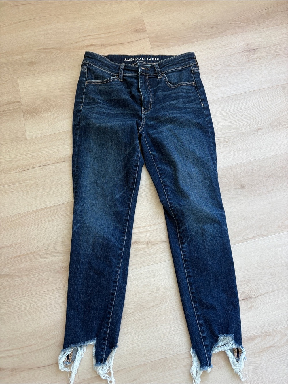 American Eagle Outfitters Dark Indigo Distressed Ankle Jeans